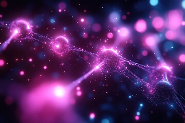 Fototapeta premium Abstract representation of molecular structures with vibrant colors and glowing effects.