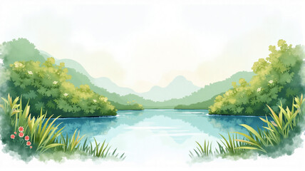 Naklejka premium landscape with lake