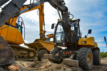 Construction Excavators at Work: Heavy Machinery in Action