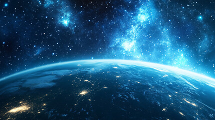 Obraz premium A breathtaking scene of Earth’s northern lights visible from space, coloring the upper atmosphere.