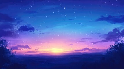 Naklejka premium Gradient twilight sky transitioning from deep blue to soft purple, elegant and calming visual, [sky background], [tranquil and modern concept] 
