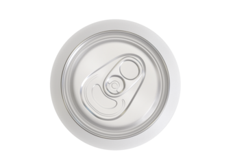 Overhead view of can of soda, transparent background