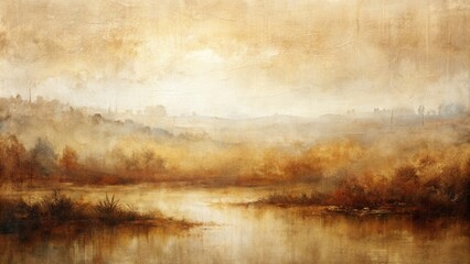 Naklejka premium Soft Abstract Acrylic and Watercolor Smear Blot Painting in Beige and Brown Tones with a Canvas Texture for Minimalist Wall Art and Interior Design Inspirations
