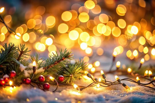 Soft Defocused Holiday Lights Background with Main Subject on the Left, Ideal for Seasonal Promotions and Celebratory Themes, Perfect for Use in Digital and Print Media