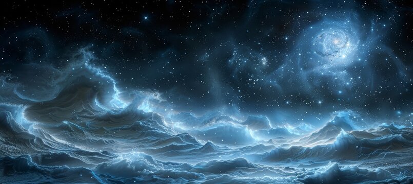 Enchanted portal to an alternate dimension on a distant alien planet amidst the cosmos