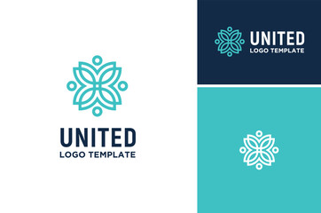 Simple four pointed mandala floral pattern logo design