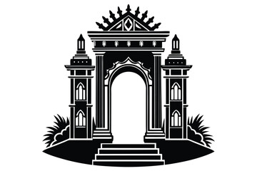 Fototapeta premium emerald gateway silhouette vector art illustration