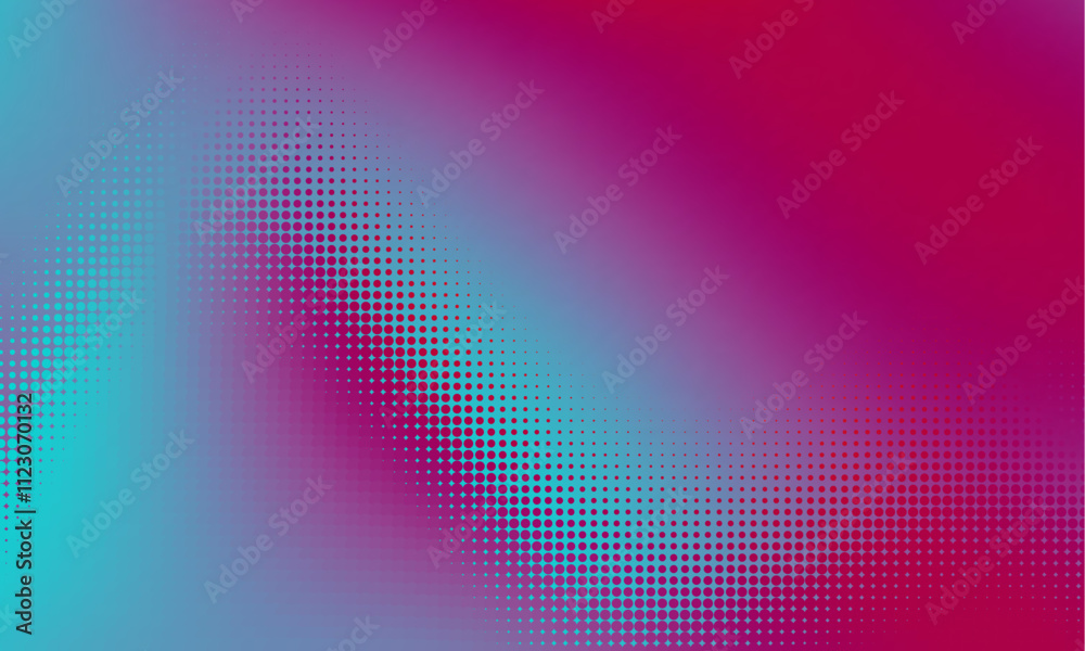 Poster Vector halftone gradient effect. Light pastel colours abstract background. Retro 80's style colors and textures