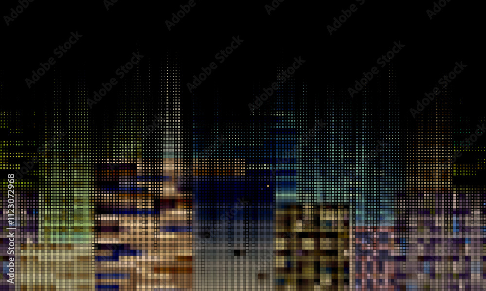 Aufkleber abstract halftone dotted digital technology wide background with futuristic neon light and faded eff