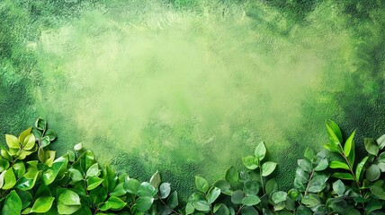 green leaves texture with green background as copy space area for nature and environment banner or template