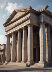 Fototapeta premium Historic building with imposing facade featuring Doric columns, temple facade, classical orders, historic buildings
