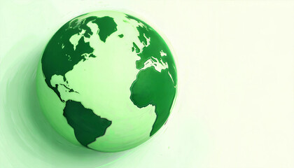 Obraz premium Vibrant conceptual Earth illustrated with bold green brushstrokes, minimal and dynamic, copy space