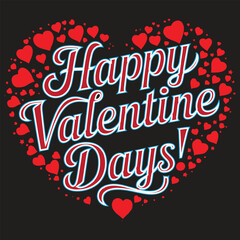 Happy Valentines day text Lettering design Typography Vector Illustration