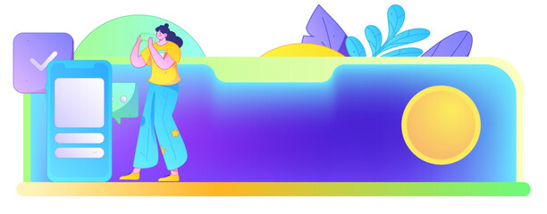 Virtual characters social communication concept business flat vector hand drawn illustration
