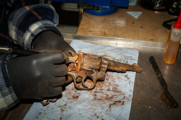 Handgun which became stone.