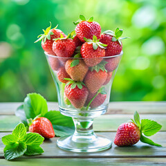 strawberries in a glass vase