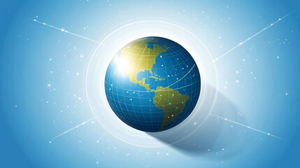 Fototapeta premium Earth axis diagram illustration showing the tilt of the Earth's rotational axis relative to its orbital plane, explaining the cause of seasonal changes and the distribution of sunlight.