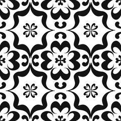 Batik design, seamless pattern in black and white