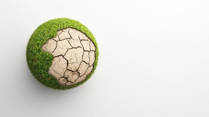 Fototapeta premium Powerful Visual of Split Earth Showing Cracked Surface and Green Grass on One Side