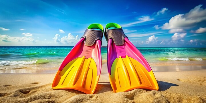 Summer Diving Flippers - Essential Gear for Aquatic Adventures, Perfect for Beach Lovers, Scuba Divers, and Snorkelers, Ideal for Vacation and Water Sports Promotion