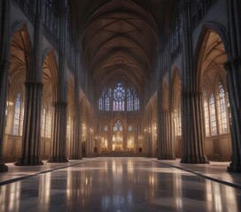Fototapeta premium Grand cathedral with sleek glass architecture , cathedral, sacred, glass