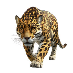 Obraz premium Close-up of a Powerful Jaguar on Transparent Background