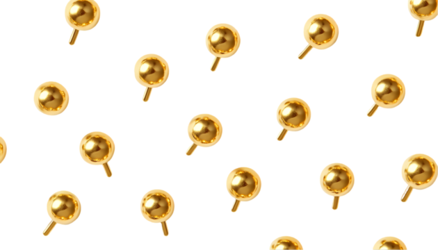 push pin golden on transparent background
