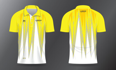 yellow polo shirt mockup template design for badminton jersey, tennis, soccer, football or sport uniform