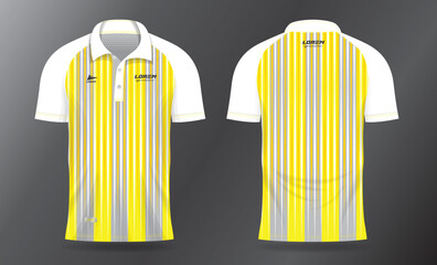 yellow polo shirt mockup template design for badminton jersey, tennis, soccer, football or sport uniform