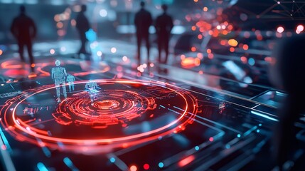 Business and Strategy and Leadership Concept. Digital Landscape with Human Figures and Technology