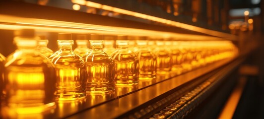 Golden Hour in the Bottling Plant: A Symphony of Amber