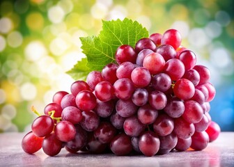 Sweet Red Queen Nina Grapes Isolated on White Background with Bokeh Effect, Perfect for Fresh Produce Promotions and Culinary Designs