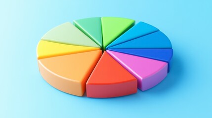 Obraz premium Colorful Pie Chart with Segments on Blue Background for Business Use