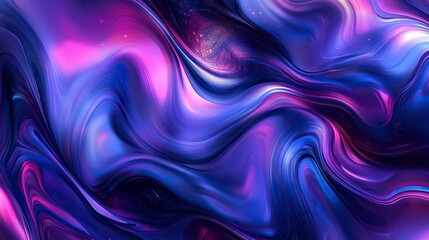 Obraz premium Feel the elegance of the waves of round and small blue, purple and black particles flowing smoothly in an abstract design.