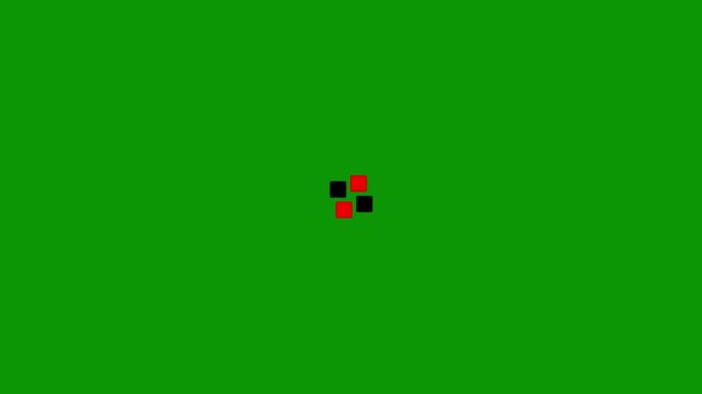 black and red objects green background