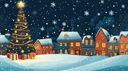 Fototapeta premium winter landscape and christmas tema with houses