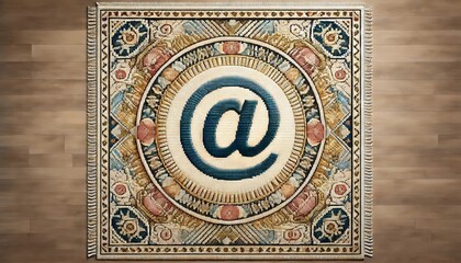 Obraz premium A creative depiction of an email symbol intricately woven into the fabric of a carpet.