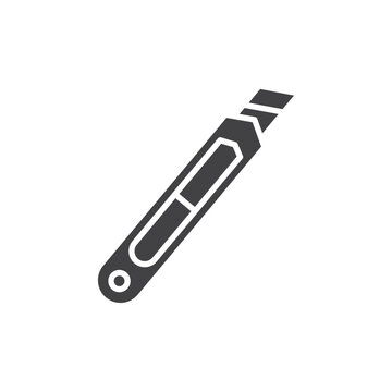 Utility knife icon Simple thin line flat symbol