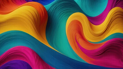 Naklejka premium Vibrant waves of color blend beautifully, representing nature's artistry. This abstract image captures the essence of motion and creativity