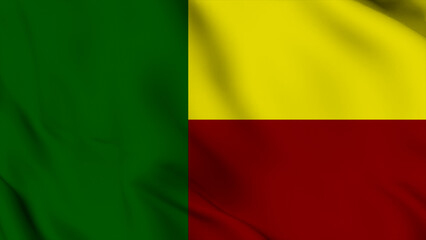 Obraz premium Benin Realistic waving flag background. Benin Independence Day flag icon. Seamless looping animation render image. Waving colorful realistic my country flag graphics photos.