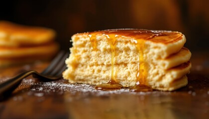 Fluffy pancakes with maple syrup: perfect for breakfast or brunch