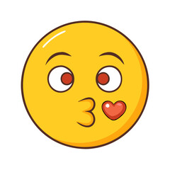 Fototapeta premium kiss emoji icon, valentines day illustration, valentine icon - simple line art of kiss emoji, symbolizing valentines day celebrations valentine vector 