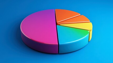 Obraz premium Colorful Pie Chart on Blue Background for Data Visualization