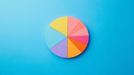 Fototapeta premium Colorful Pie Chart Display on Bright Blue Background