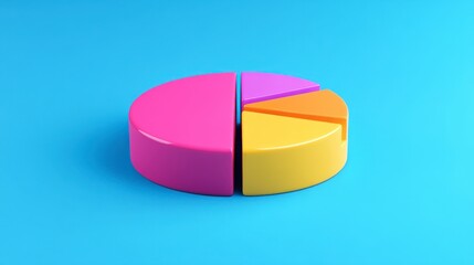 Obraz premium Colorful Pie Chart on Bright Blue Background for Data Visualization