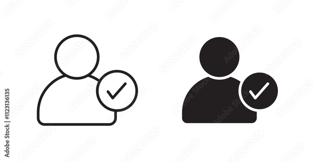 Poster user check flat simple vector symbols illustration.