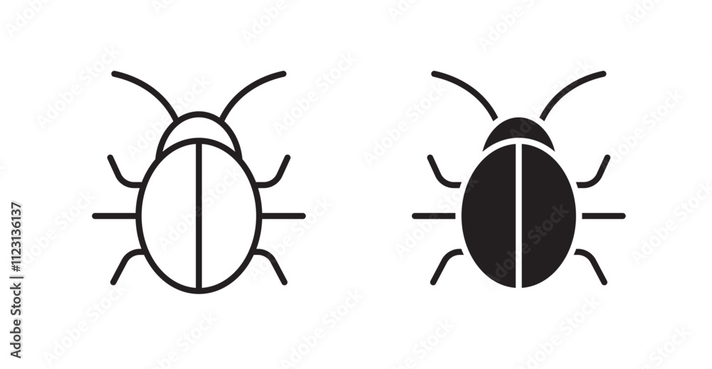 Poster bug flat simple vector symbols illustration.