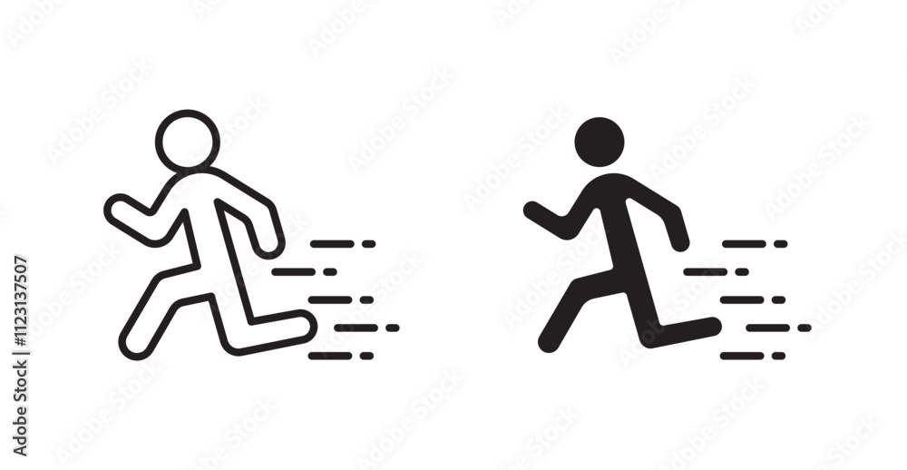 Poster running flat simple vector symbols illustration.