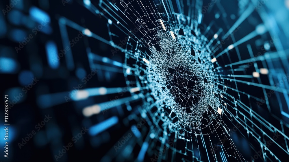 Aufkleber High-Tech Digital Fingerprint Representation with Abstract Lines and Glowing Particles for Cybersecurity and Data Protection Themes in Modern Technology