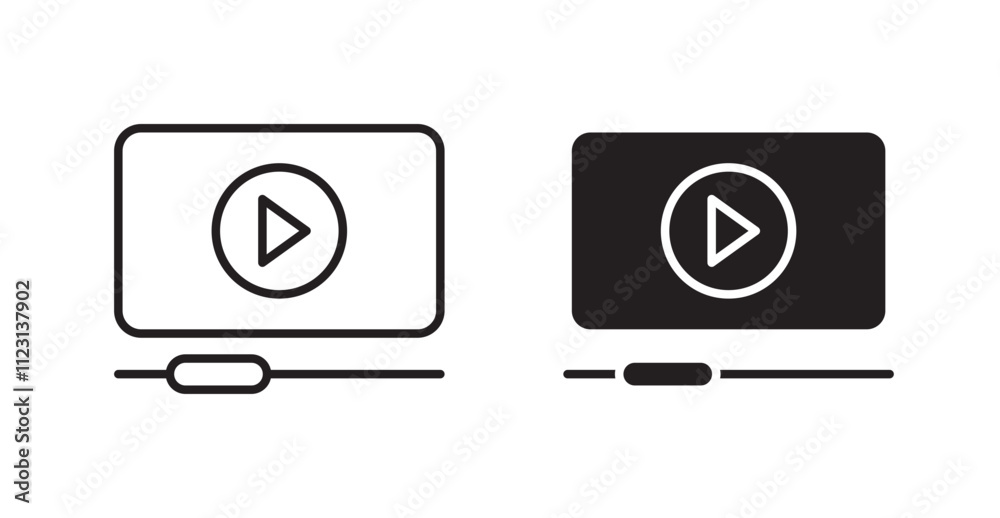 Poster video tutorial flat simple vector symbols illustration.
